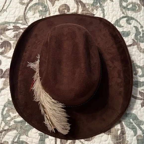 Brown Western Hat with Feather Accent - Picture 3 of 8